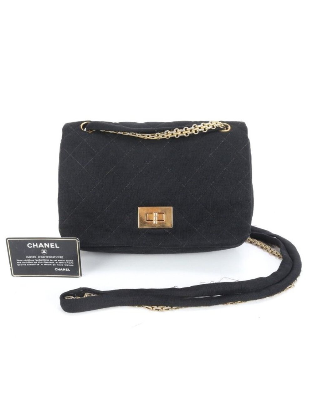 Chanel 2.55 Chain 2-Way Shoulder Bag Crossbody Leather Black